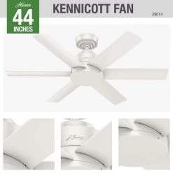 Kennicott 44 in. Indoor/Outdoor Fresh White Ceiling Fan with Wall Switch by Hunter -Hunter Sales fresh white hunter ceiling fans without lights 59614 1d 1000