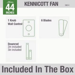 Kennicott 44 in. Indoor/Outdoor Fresh White Ceiling Fan with Wall Switch by Hunter -Hunter Sales fresh white hunter ceiling fans without lights 59614 1f 1000
