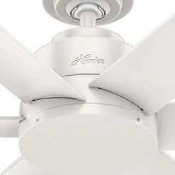 Kennicott 44 in. Indoor/Outdoor Fresh White Ceiling Fan with Wall Switch by Hunter -Hunter Sales fresh white hunter ceiling fans without lights 59614 4f 1000