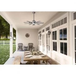 Crescent Falls 44 in. Integrated LED Indoor/Outdoor Galvanized Ceiling Fan with Light Kit and Remote by Hunter -Hunter Sales galvanized hunter ceiling fans with lights 50730 1f 1000
