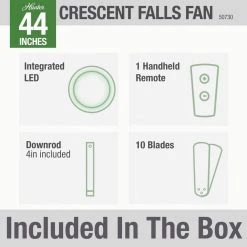 Crescent Falls 44 in. Integrated LED Indoor/Outdoor Galvanized Ceiling Fan with Light Kit and Remote by Hunter -Hunter Sales galvanized hunter ceiling fans with lights 50730 76 1000
