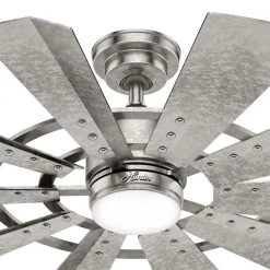 Crescent Falls 44 in. Integrated LED Indoor/Outdoor Galvanized Ceiling Fan with Light Kit and Remote by Hunter -Hunter Sales galvanized hunter ceiling fans with lights 50730 fa 1000