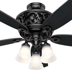 Promenade 54 in. LED Indoor Gloss Black Ceiling Fan with Light Kit and Remote by Hunter 18 Promenade 54 in. LED Indoor Gloss Black Ceiling Fan with Light Kit and Remote by Hunter -Hunter Sales gloss black hunter ceiling fans with lights 59545 44 1000