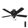 Promenade 54 in. LED Indoor Gloss Black Ceiling Fan with Light Kit and Remote by Hunter -Hunter Sales gloss black hunter ceiling fans with lights 59545 64 1000