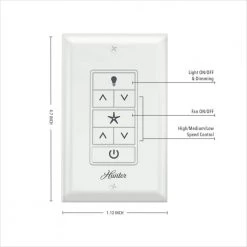 Universal 3-Speed Fan-Light Wall Switch with Receiver, White by Hunter -Hunter Sales hunter ceiling fan switches 99771 1d 1000