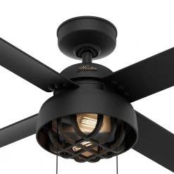 Spring Mill 52 in. LED Indoor/Outdoor Matte Black Ceiling Fan with Light Kit by Hunter 13 Spring Mill 52 in. LED Indoor/Outdoor Matte Black Ceiling Fan with Light Kit by Hunter -Hunter Sales matte black hunter ceiling fans with lights 50336 44 1000