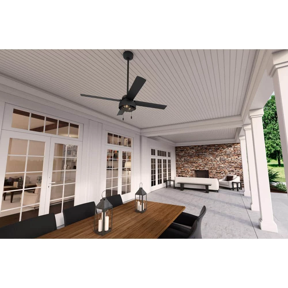 Spring Mill 52 in. LED Indoor/Outdoor Matte Black Ceiling Fan with Light Kit by Hunter 6 Spring Mill 52 in. LED Indoor/Outdoor Matte Black Ceiling Fan with Light Kit by Hunter - Image 4