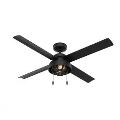 Spring Mill 52 in. LED Indoor/Outdoor Matte Black Ceiling Fan with Light Kit by Hunter