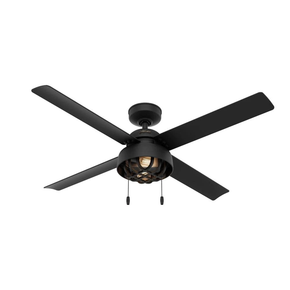 Spring Mill 52 in. LED Indoor/Outdoor Matte Black Ceiling Fan with Light Kit by Hunter 3 Spring Mill 52 in. LED Indoor/Outdoor Matte Black Ceiling Fan with Light Kit by Hunter
