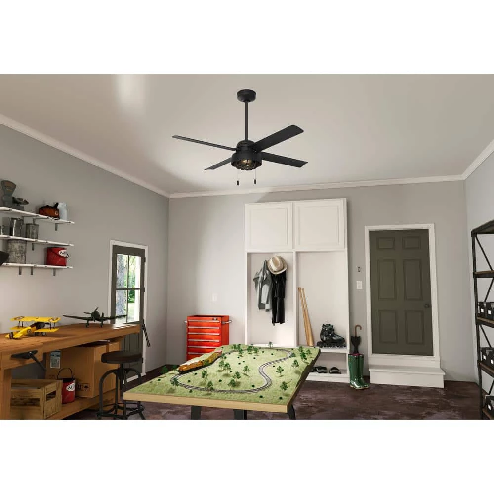 Spring Mill 52 in. LED Indoor/Outdoor Matte Black Ceiling Fan with Light Kit by Hunter 4 Spring Mill 52 in. LED Indoor/Outdoor Matte Black Ceiling Fan with Light Kit by Hunter - Image 2