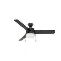 Aker 52 in. LED Indoor/Outdoor Matte Black Ceiling Fan with Light Kit by Hunter