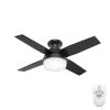 Dempsey 44 in. Indoor/Outdoor Matte Black LED Low Profile Ceiling Fan with Light Kit and Remote Control by Hunter -Hunter Sales matte black hunter ceiling fans with lights 50400 64 1000