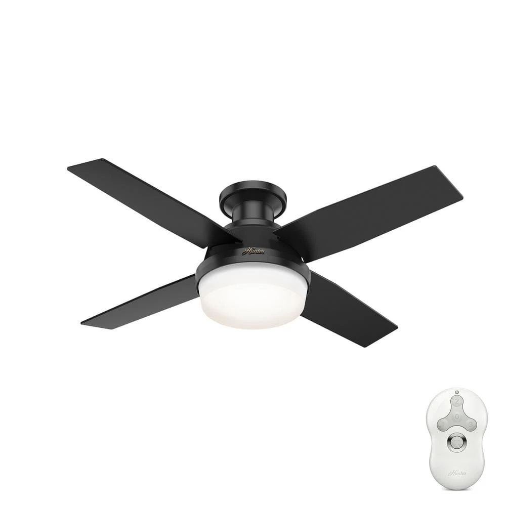 Dempsey 44 in. Indoor/Outdoor Matte Black LED Low Profile Ceiling Fan with Light Kit and Remote Control by Hunter 3 Dempsey 44 in. Indoor/Outdoor Matte Black LED Low Profile Ceiling Fan with Light Kit and Remote Control by Hunter