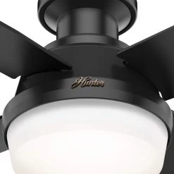 Dempsey 44 in. Indoor/Outdoor Matte Black LED Low Profile Ceiling Fan with Light Kit and Remote Control by Hunter 20 Dempsey 44 in. Indoor/Outdoor Matte Black LED Low Profile Ceiling Fan with Light Kit and Remote Control by Hunter -Hunter Sales matte black hunter ceiling fans with lights 50400 76 1000
