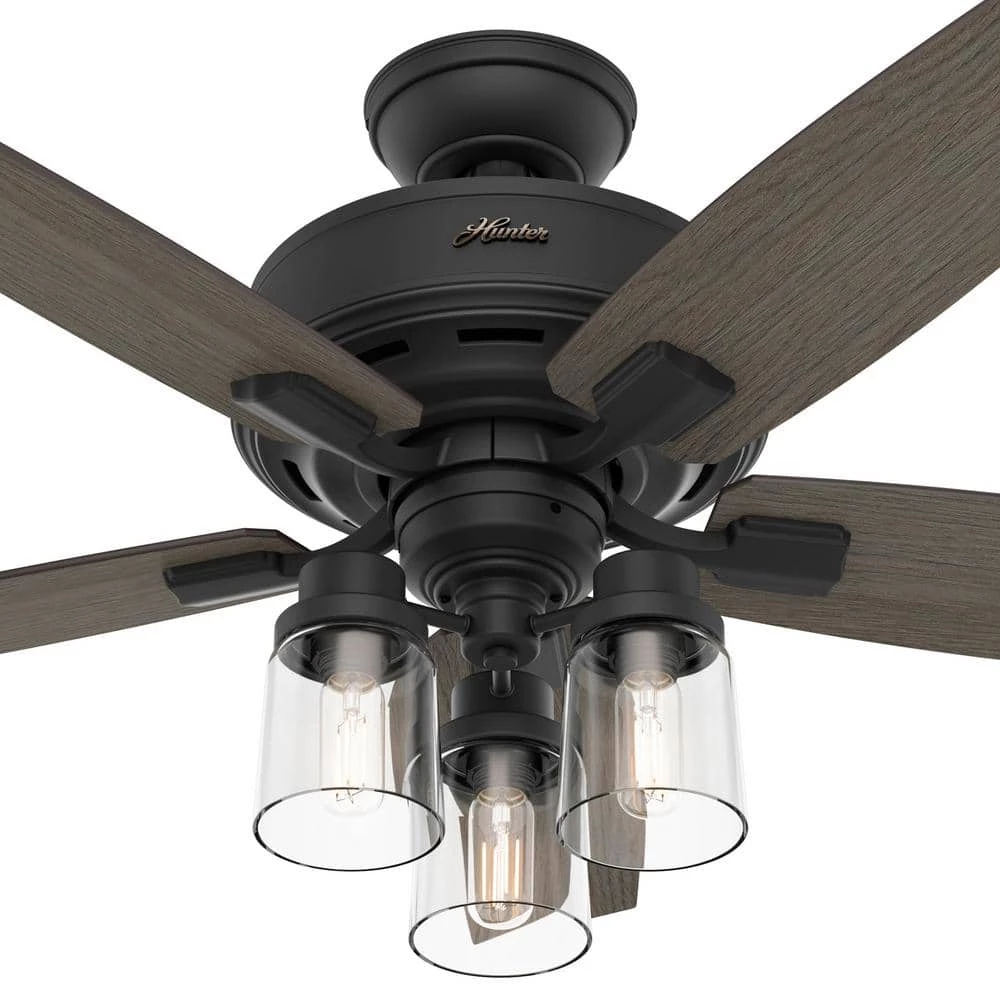 Bennett 44 in. Indoor Matte Black Ceiling Fan with Light Kit and Remote Control by Hunter 11 Bennett 44 in. Indoor Matte Black Ceiling Fan with Light Kit and Remote Control by Hunter - Image 9