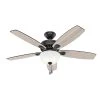 Stratford 52 in. LED Indoor Matte Black Ceiling Fan with Light Kit by Hunter -Hunter Sales matte black hunter ceiling fans with lights 50486 64 1000