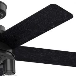 Hardwick 44 in. LED Indoor Matte Black Ceiling Fan with Light Kit and Remote Control by Hunter -Hunter Sales matte black hunter ceiling fans with lights 50593 1f 1000
