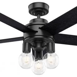 Hardwick 44 in. LED Indoor Matte Black Ceiling Fan with Light Kit and Remote Control by Hunter -Hunter Sales matte black hunter ceiling fans with lights 50593 44 1000
