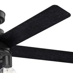 Hardwick 52 in. Integrated LED Indoor/Outdoor Matte Black Ceiling Fan with Remote Control by Hunter -Hunter Sales matte black hunter ceiling fans with lights 50594 1f 1000
