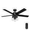 Hardwick 52 in. Integrated LED Indoor/Outdoor Matte Black Ceiling Fan with Remote Control by Hunter -Hunter Sales matte black hunter ceiling fans with lights 50594 64 1000