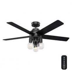 Hardwick 52 in. Integrated LED Indoor/Outdoor Matte Black Ceiling Fan with Remote Control by Hunter