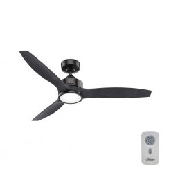 Park View 52 in. Integrated LED Indoor/Outdoor Matte Black Ceiling Fan with Light Kit and Remote by Hunter