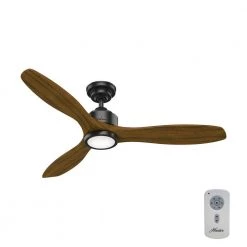 Melbourne 52 in. Integrated LED Indoor Matte Black Ceiling Fan with Light Kit and Remote Control by Hunter