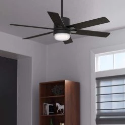 Radeon 52 in. Indoor Matte Black Smart Ceiling Fan with Light and Wall Switch by Hunter -Hunter Sales matte black hunter ceiling fans with lights 50980 e1 1000
