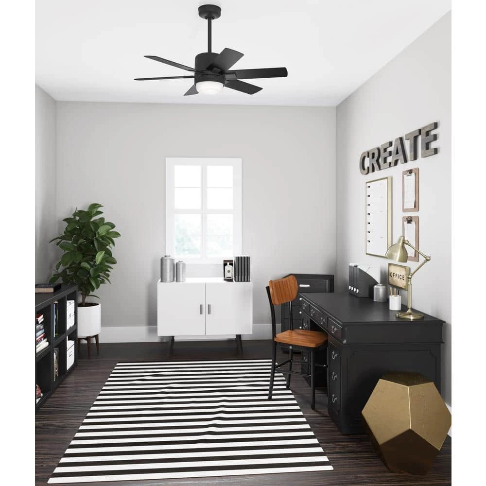 Radeon 44 in. Indoor Matte Black Smart Ceiling Fan with Light Kit and Wall Switch by Hunter 5 Radeon 44 in. Indoor Matte Black Smart Ceiling Fan with Light Kit and Wall Switch by Hunter - Image 3