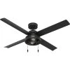 Spring Valley 52 in. Indoor/Outdoor Matte Black Ceiling Fan with Light by Hunter -Hunter Sales matte black hunter ceiling fans with lights 51301 64 1000