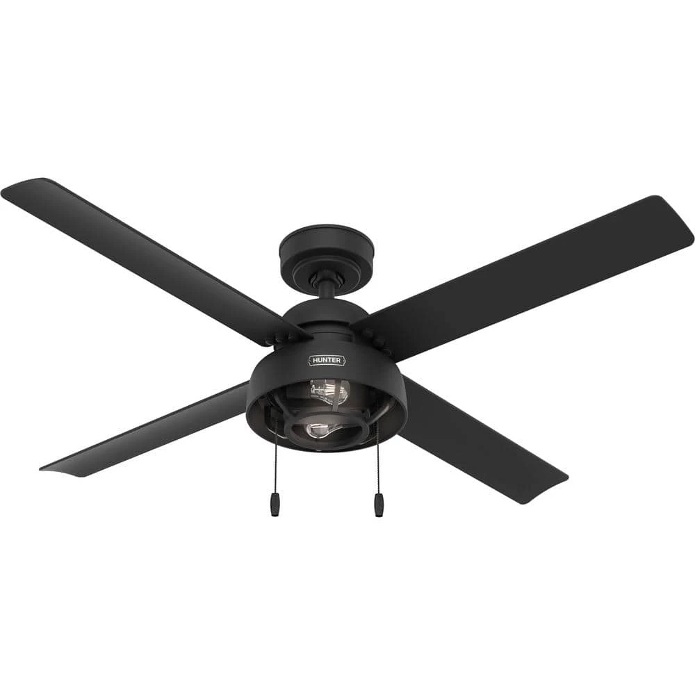Spring Valley 52 in. Indoor/Outdoor Matte Black Ceiling Fan with Light by Hunter 3 Spring Valley 52 in. Indoor/Outdoor Matte Black Ceiling Fan with Light by Hunter