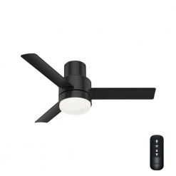 Gilmour 44 in. LED Indoor/Outdoor Matte Black Ceiling Fan with Light Kit and Remote by Hunter