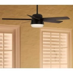 Tarrant 52 in. LED Indoor/Outdoor Matte Black Ceiling Fan with Light and Remote by Hunter -Hunter Sales matte black hunter ceiling fans with lights 51340 4f 1000