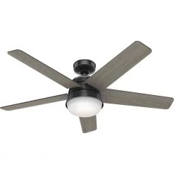 Tarrant 52 in. LED Indoor/Outdoor Matte Black Ceiling Fan with Light and Remote by Hunter -Hunter Sales matte black hunter ceiling fans with lights 51340 76 1000