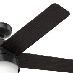 Tarrant 52 in. LED Indoor/Outdoor Matte Black Ceiling Fan with Light and Remote by Hunter -Hunter Sales matte black hunter ceiling fans with lights 51340 77 1000