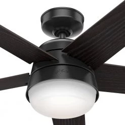 Tarrant 52 in. LED Indoor/Outdoor Matte Black Ceiling Fan with Light and Remote by Hunter -Hunter Sales matte black hunter ceiling fans with lights 51340 d4 1000
