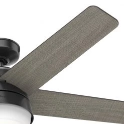 Tarrant 52 in. LED Indoor/Outdoor Matte Black Ceiling Fan with Light and Remote by Hunter -Hunter Sales matte black hunter ceiling fans with lights 51340 fa 1000