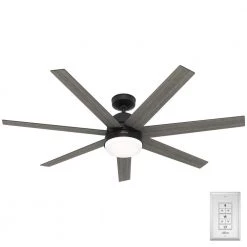 Phenomenon 60 in. Indoor Matte Black Smart Ceiling Fan with Remote and Light Kit by Hunter
