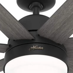 Phenomenon 70 in. Indoor Matte Black Smart Ceiling Fan with Remote and Light Kit by Hunter -Hunter Sales matte black hunter ceiling fans with lights 51379 44 1000