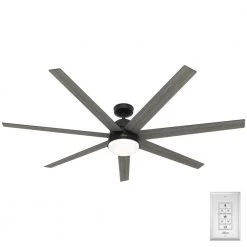 Phenomenon 70 in. Indoor Matte Black Smart Ceiling Fan with Remote and Light Kit by Hunter