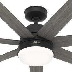 Phenomenon 70 in. Indoor Matte Black Smart Ceiling Fan with Remote and Light Kit by Hunter -Hunter Sales matte black hunter ceiling fans with lights 51379 fa 1000