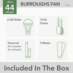 Burroughs 44 in. Indoor Matte Black Ceiling Fan with Light Kit by Hunter 20 Burroughs 44 in. Indoor Matte Black Ceiling Fan with Light Kit by Hunter -Hunter Sales matte black hunter ceiling fans with lights 51385 77 1000