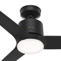 Moxie 52 in. Integrated LED Indoor Matte Black Ceiling Fan with Light Kit and Remote Control by Hunter -Hunter Sales matte black hunter ceiling fans with lights 51402 1f 1000