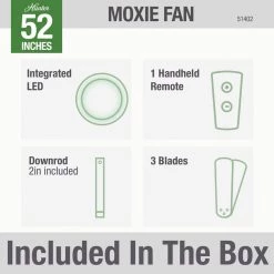 Moxie 52 in. Integrated LED Indoor Matte Black Ceiling Fan with Light Kit and Remote Control by Hunter -Hunter Sales matte black hunter ceiling fans with lights 51402 c3 1000