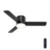 Minimus 52 in. Integrated LED Indoor Matte Black Ceiling Fan with Remote and Light Kit by Hunter -Hunter Sales matte black hunter ceiling fans with lights 51432 64 1000