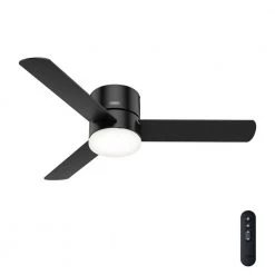 Minimus 52 in. Integrated LED Indoor Matte Black Ceiling Fan with Remote and Light Kit by Hunter