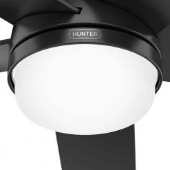 Yuma 52 in. Indoor/Outdoor Matte Black Ceiling Fan with Remote and Light Kit by Hunter -Hunter Sales matte black hunter ceiling fans with lights 51452 1d 1000