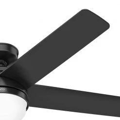 Yuma 52 in. Indoor/Outdoor Matte Black Ceiling Fan with Remote and Light Kit by Hunter -Hunter Sales matte black hunter ceiling fans with lights 51452 1f 1000