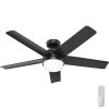 Yuma 52 in. Indoor/Outdoor Matte Black Ceiling Fan with Remote and Light Kit by Hunter -Hunter Sales matte black hunter ceiling fans with lights 51452 64 1000