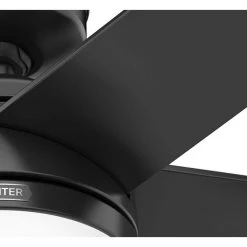 Yuma 52 in. Indoor/Outdoor Matte Black Ceiling Fan with Remote and Light Kit by Hunter -Hunter Sales matte black hunter ceiling fans with lights 51452 66 1000